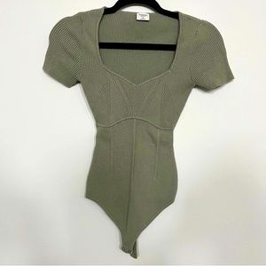 Abercrombie Corset Inspired Short Sleeve Bodysuit - XS, Light Green